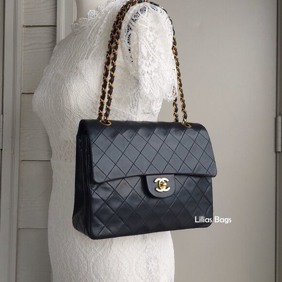 SOLD CHANEL 25 Black Double Flap Quilted Lambskin Leather Bag - Picture 3 of 16